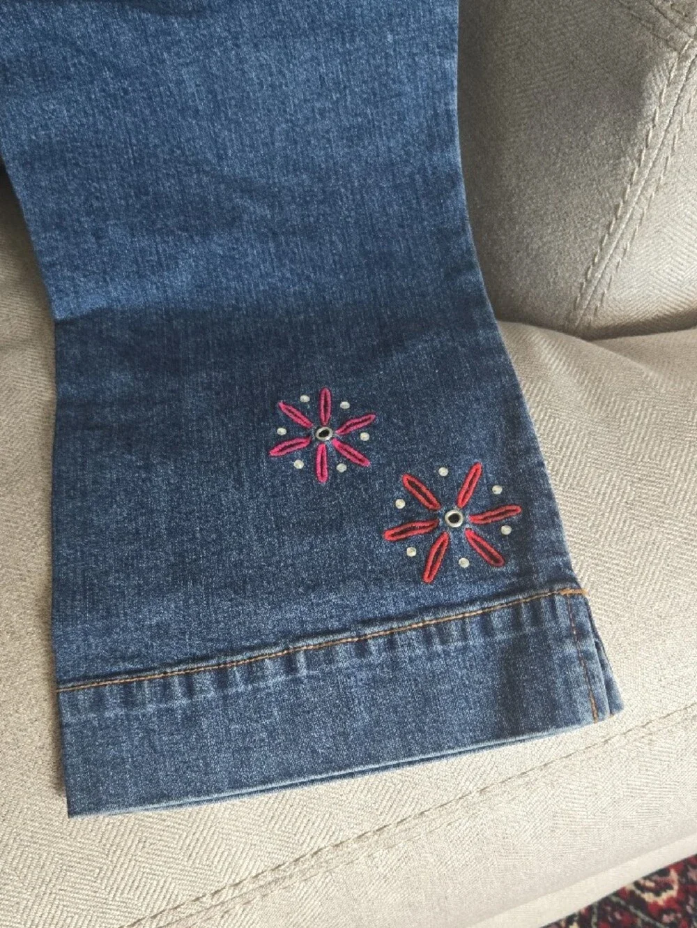 Gap- Girls Dark Blue  Embroidered  Capri